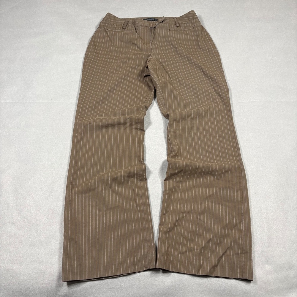 Style & Co Petite Brown Pinstripe Dress Pants Womens 6P Flare Leg Trousers